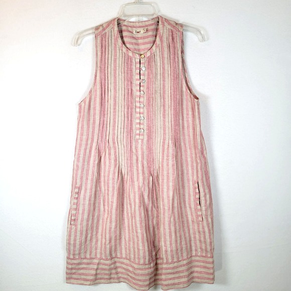 Faherty Dresses & Skirts - Faherty Womens Isha Linen Pockets Tank Dress Size Small Pink Striped Beachy